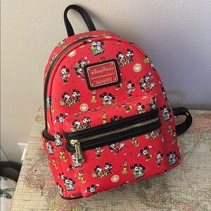 Loungefly Disney Parks Red Backpack with Gold Details
